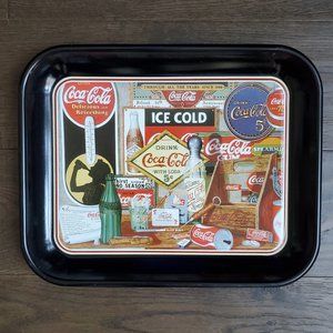 VTG Coca Cola Graphics Metal Tray Novelty Collectible Barware Kitchen Wall Art